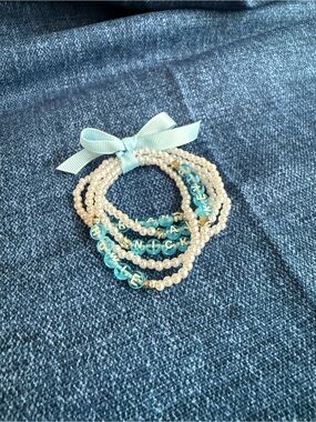 Backstreet Boys Inspired Blue and Pearl Beaded Bracelet Stack | Concert Outfit